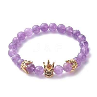Natural Mixed Stone Round Beads Stretch Bracelets BJEW-JB06606-1