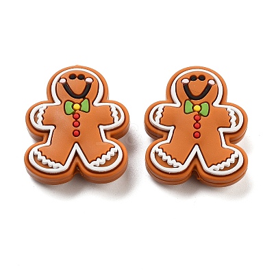 Christmas Gingerbread Man Silicone Beads SIL-U005-01A-1