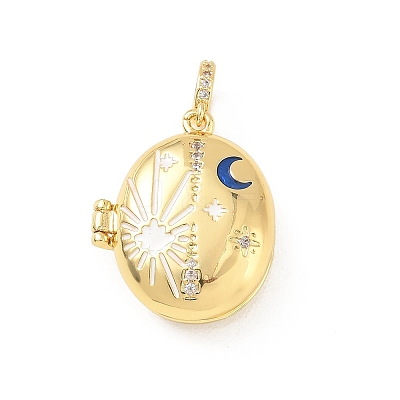 Brass Enamel Photo Locket Pendants KK-A303-19D-G-1