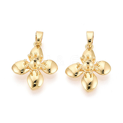 Brass Cup Pearl Peg Bails Pin Pendants KK-T079-21G-1
