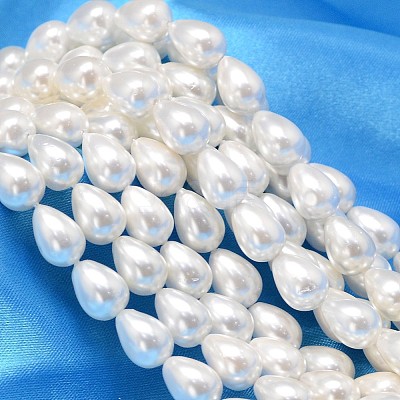 Teardrop Shell Pearl Bead Strands BSHE-L015-8x11-01-1