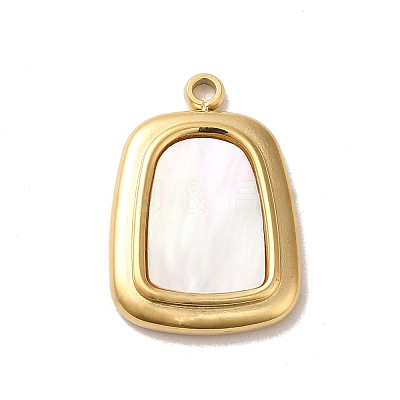 304 Stainless Steel Pave Shell Pendants STAS-L022-246G-1