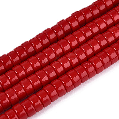 Opaque Solid Color Glass Beads Strands GLAA-N026-4x8mm-06-1