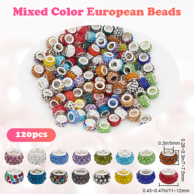 120Pcs Resin European Beads FIND-SP0002-05A-1