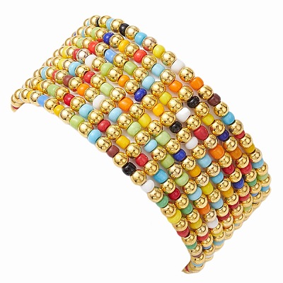 Glass Beads Beaded Stretch Bracelets BJEW-JB10958-1