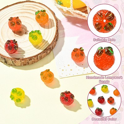 8Pcs 4 Colors Handmade Lampwork Beads LAMP-CJ0002-71-1