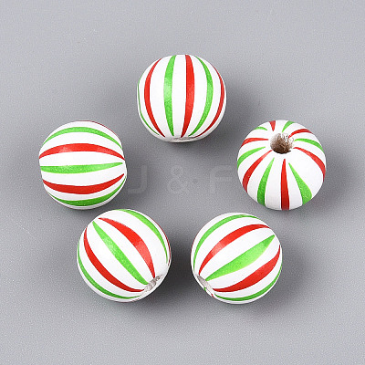 Spray Painted Schima Wood Beads WOOD-T032-36B-1