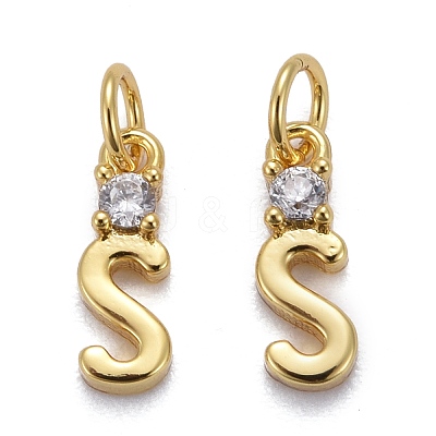 Brass Micro Pave Clear Cubic Zirconia Pendants ZIRC-Z011-35S-1