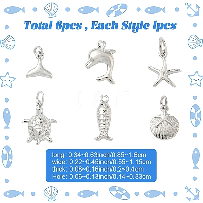 6Pcs 6 Styles Rack Plating Brass Charms KK-YW0003-94-1