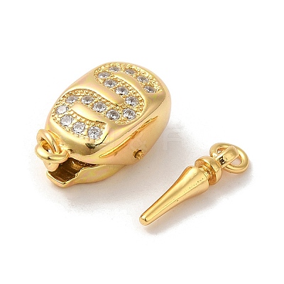 Rack Plating 925 Sterling Silver Micro Pave Clear Cubic Zirconia Bayonet Clasps STER-G038-15G-1
