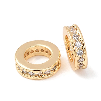 Brass Micro Pave Clear Cubic Zirconia European Beads KK-A279-17G-1