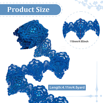 Grenadine Mesh Flower Lace Trim with Plastic Pearl Beads OCOR-WH0082-356-1