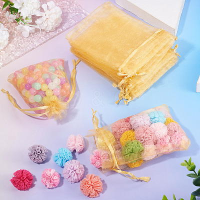 50Pcs Organza Bags Jewellery Storage Pouches Wedding Favour Party Mesh Drawstring Gift OP-TA0001-16C-1