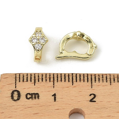 Brass Micro Pave Clear Cubic Zirconia Fold Over Clasps LS-KK-C107-11G-1