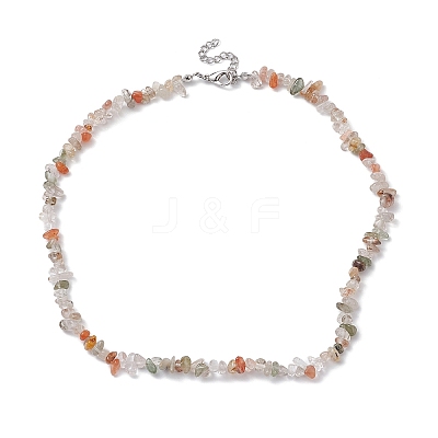 Natural Rutilated Quartz Chip Beaded Necklace NJEW-JN04615-10-1