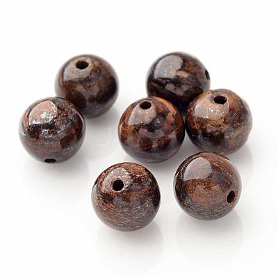 Round Natural Bronzite Beads X-G-P059A-01-1