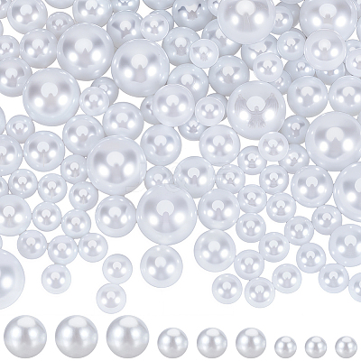 150Pcs 3 Styles ABS Plastic Imitation Pearl Round Beads KY-SP0001-63B-1