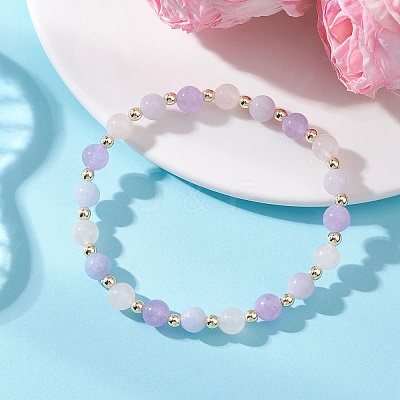 Natural Aquamarine & Rose Quartz & Amethyst Beaded Stretch Bracelets for Women BJEW-JB13357-1