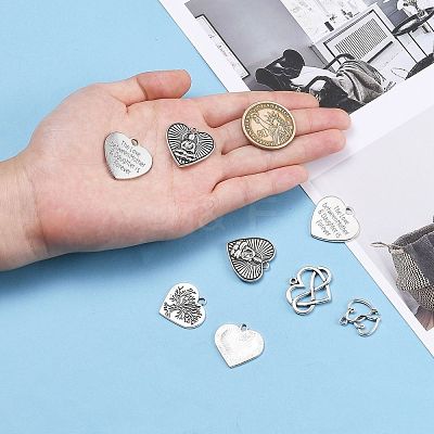 Mixed Tibetan Style Alloy Heart Pendants TIBEP-X0004-02-AS-1