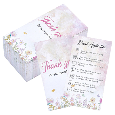 240Pcs Floral Print Paper Care Instructions Cards AJEW-FG0005-62B-1