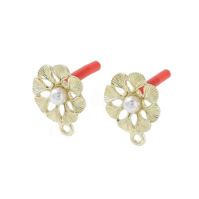 Rack Plating Golden Alloy with ABS Pearl Stud Earring Findings EJEW-B036-03G-11-1