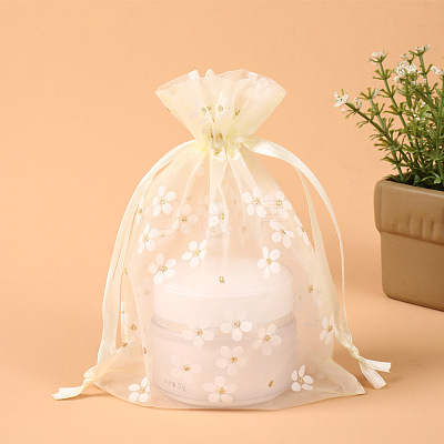 Rectangle Organza Drawstring Bags CON-PW0001-062A-02-1