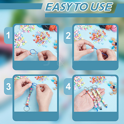 DIY Acrylic Beads & Iron Split Key Rings Keychain Making Kits DIY-AR0004-24-1
