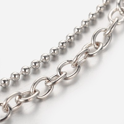 Cross CCB Plastic Charm Multi-strand Anklets AJEW-AN00092-03-1