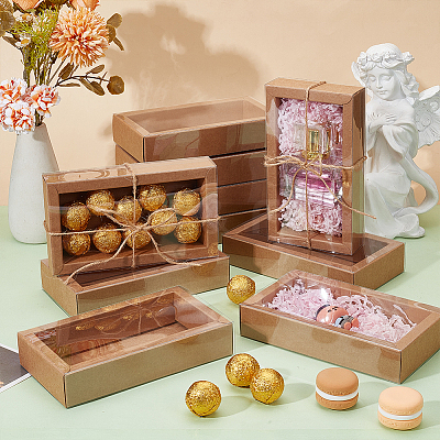 Cardboard Drawer Gift Storage Boxes with Clear Cover CON-WH0092-72C-03-1