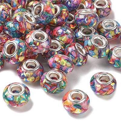 Transparent Resin Rondelle European Beads RESI-S023-26-1