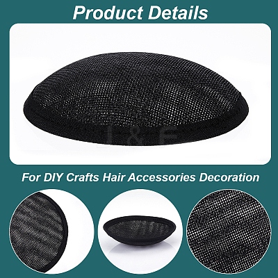 Imitation Hemp Round Fascinator Hat Base for Millinery LS-AJEW-WH0472-45A-02-1