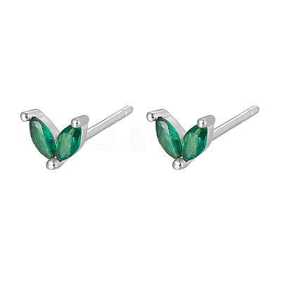 Silver 925 Sterling Silver Micro Pave Cubic Zirconia Stud Earrings FJ9969-10-1