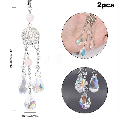 2Pcs Glass Teardrop Pendant Decorations FIND-CA0007-58-1