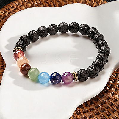 1pc Yoga Chakra Jewelry Stretch Bracelets BJEW-DJ0001-35B-1