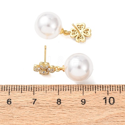 Brass Micro Pave Clear Cubic Zirconia Dangle Stud Earrings EJEW-Z164-31G-1
