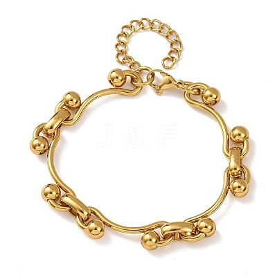 304 Stainless Steel Curved Bar Link Chain Bracelets for Women BJEW-F536-15G-1