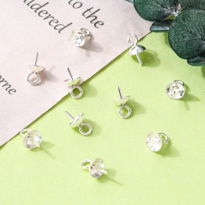 304 Stainless Steel Cup Pearl Peg Bails Pin Pendants STAS-K210-09A-S-1