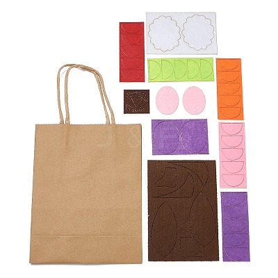 DIY Rectangle with Dog Pattern Kraft Paper Bag Making Set DIY-F079-14-1