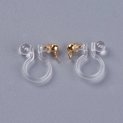 Transparent U Type Alloy Ear Clip PALLOY-WH0009-01G-1
