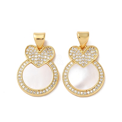 Brass Micro Pave Clear Cubic Zirconia Pendants KK-B083-16G-04-1