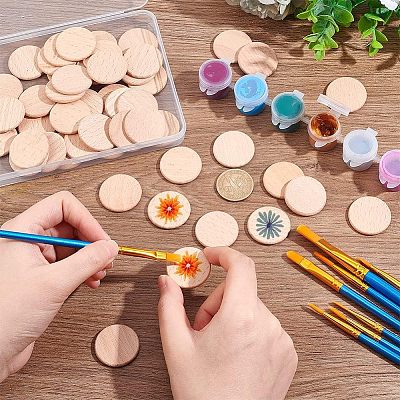50Pcs Unfinished Natural Beech Wood Cabochons WOOD-HY0001-01-1