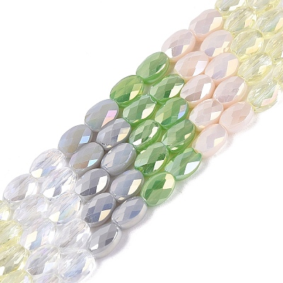 Electroplate Imitation Jade & Opaque & Transparent Glass Beads Strands EGLA-Q135-4x6MM-01E-1