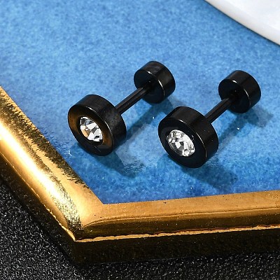 Flat Round Crystal Rhinestone Ear Fake Plugs EJEW-H105-21EB-B-1