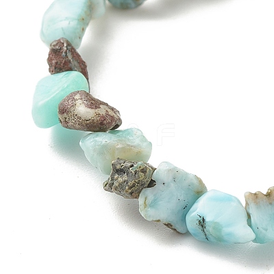 Natural Larimar Beads Stretch Bracelet for Kids BJEW-JB07031-06-1