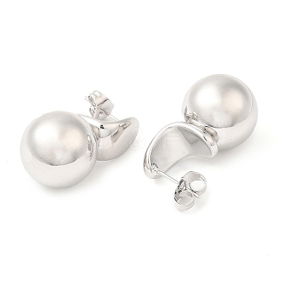 Brass Round Ball Dangle Stud Earrings EJEW-K251-02P-1