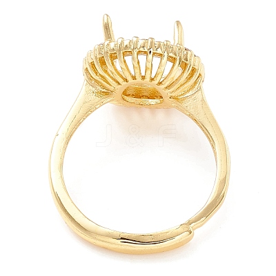 Brass Cubic Zirconia Adjustable Solitaire Ring Components KK-K266-07G-1