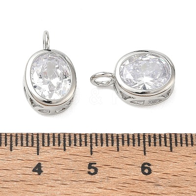 Brass Pave Clear Cubic Zirconia Pendants CU-CBA42CA-04B-P-1
