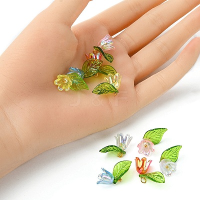 10Pcs 5 Colors Acrylic & Plastic Pendants OACR-YW0001-63-1