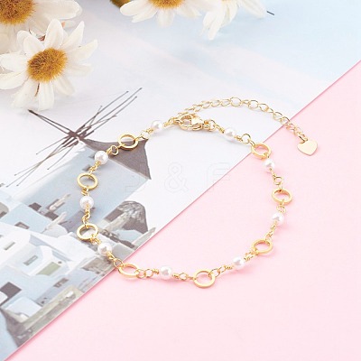 Brass Ring Link Chain Bracelets BJEW-JB06164-1
