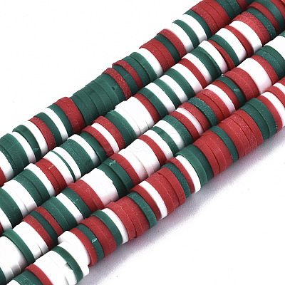 Handmade Polymer Clay Beads Strands CLAY-R089-6mm-091-1